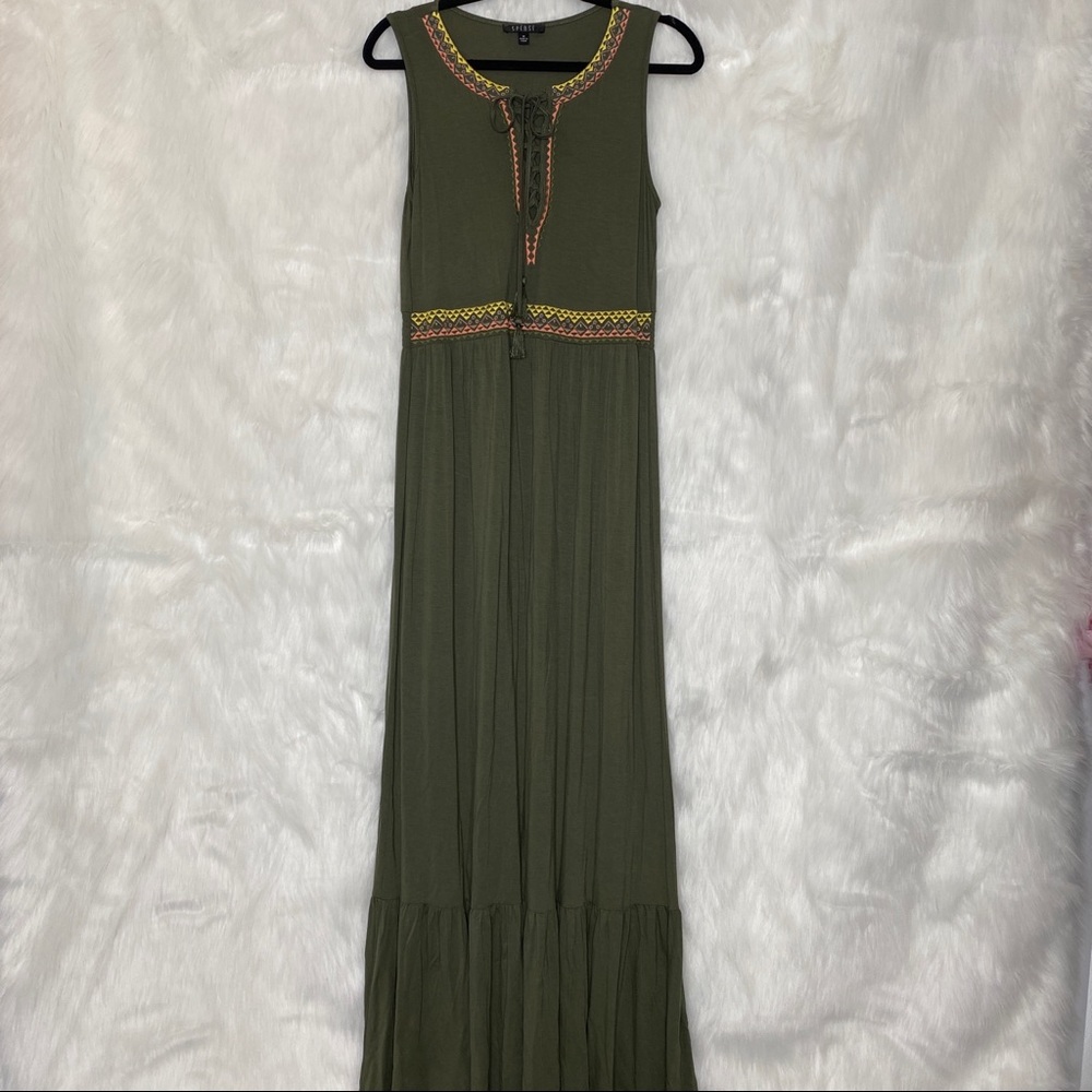 Spense Olive Green Long Flowy Maxi Summer Dress